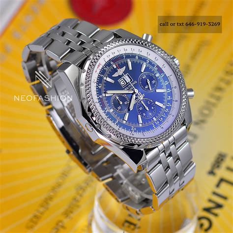 breitling bentley 6.75 blue|Breitling Bentley a44362.